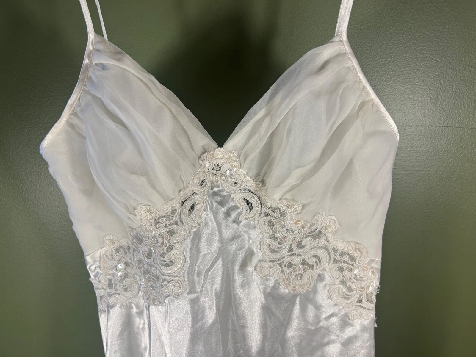 UNDERCOVER Abito slip ballerina seta vintage anni 90 Victorias Secret L avorio raso pizzo