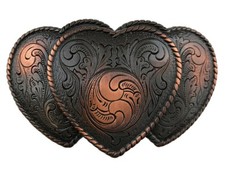 Triple Hearts Antique Copper Decorative Belt Buckle