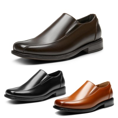 Men's Dress Shoes Loafer Shoes Leather Lined Slip on Shoes Black US Wide Size