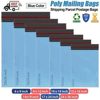 Blue Mailing Bags Strong Plastic Poly Postage Post Postal Self Seal Packaging