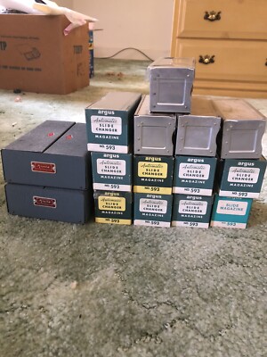 Lot (12) ARGUS No. 593 Automatic Slide Changer Magazines 1 Aire 2 Metal Holders