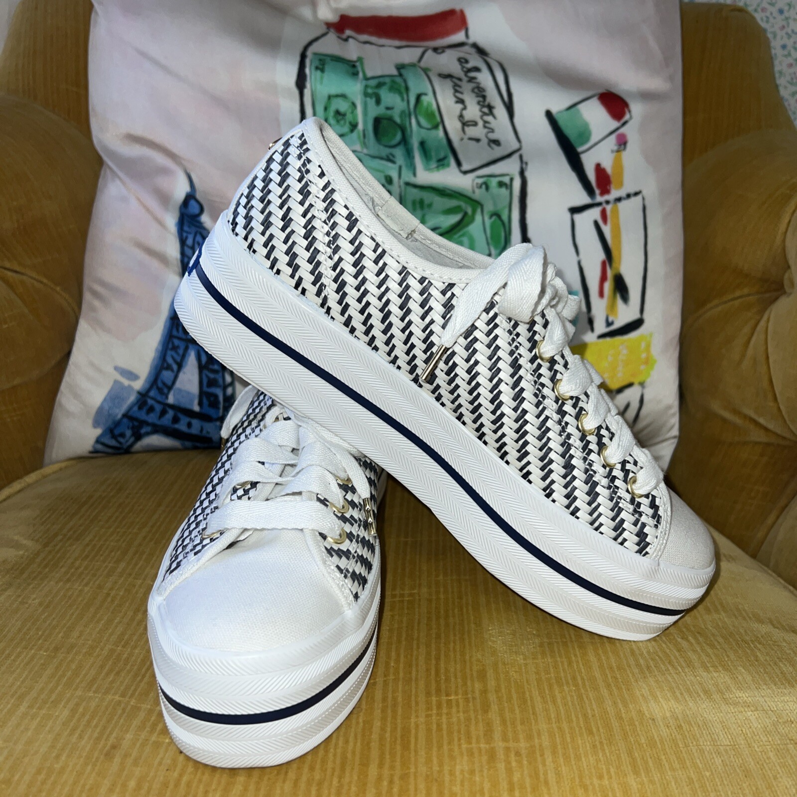Keds X Kate Spade New York Triple Up Woven Sneakers Women's 8 NEW SOLD OUT