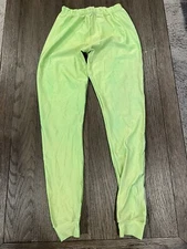 Mens jock Neon Green Thin Shiny Spandex Tights Compression Pants Medium