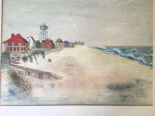 Beautiful Original Watercolor Sea & Light House signed D. Lull Dated '51, MB252
