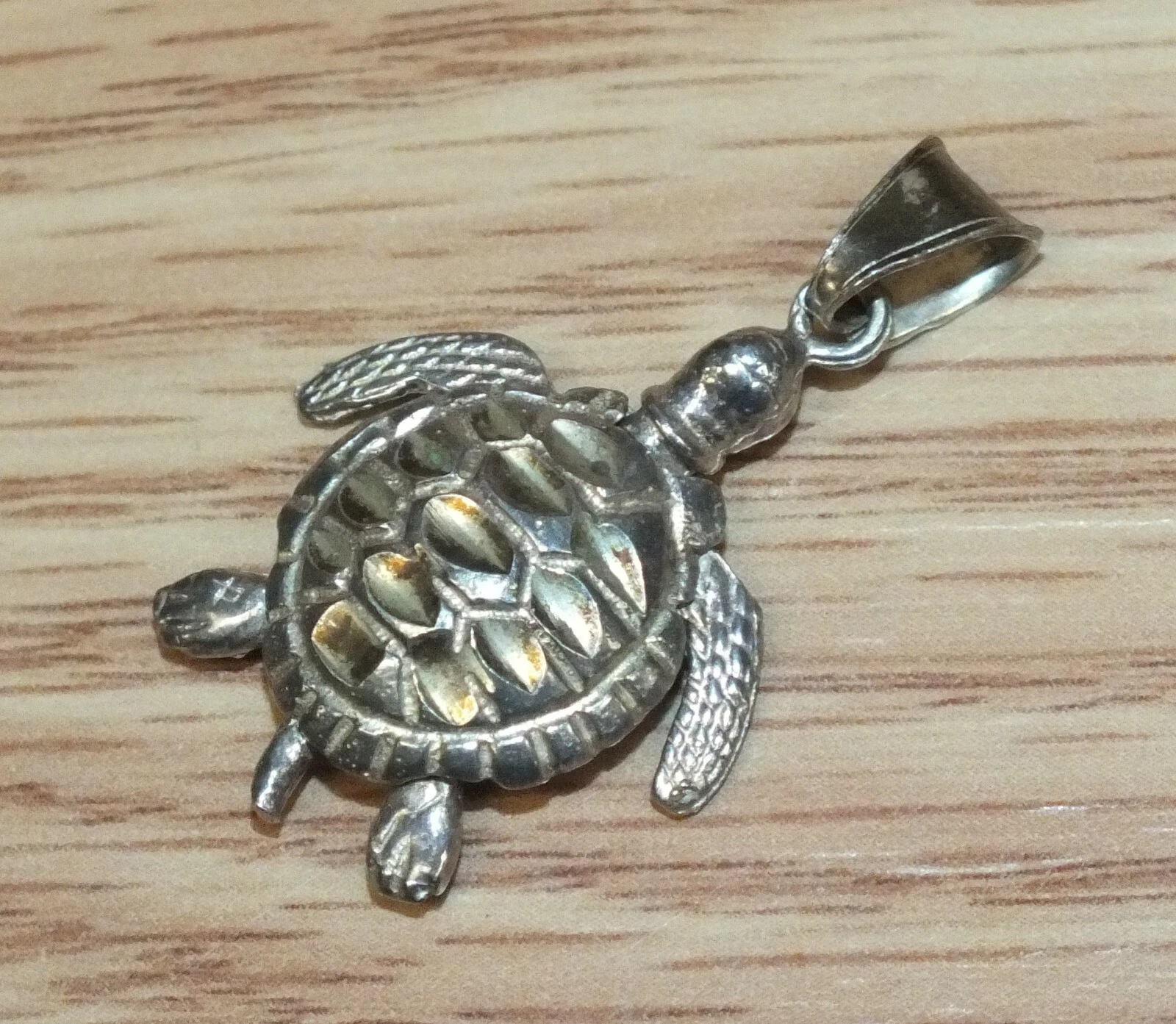 925 Small 1" (inch) Silver Tone Turtle Necklace Charm With Moving Limbs