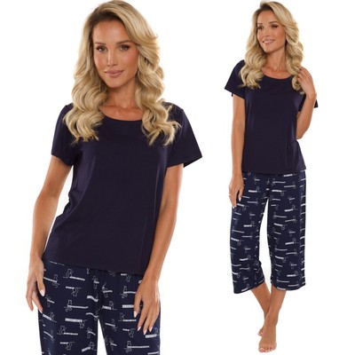Damen Schlafanzug De Lafense 661 Pyjama 7/8 Schlafhose Nachtanzug 2-Teiler