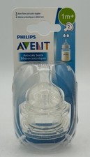 Philips Avent Anti Colic Baby Bottle Nipples 1M Slow Flow BPA Free 2 Pack NEW