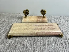 Bombay Onyx Card & Pen Holder Set, Desk Decor, NWB, Elephant Detail