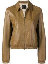 Theory Soft Leather Nappa Bomber Jacket Brown Moss Super Soft Lamb Skin Nwt