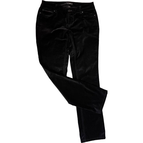 WHITE HOUSE BLACK MARKET WOMENS BLACK VELVET PANTS EMBELLISHED POCKETS SIZE 2 - Picture 2 of 7
