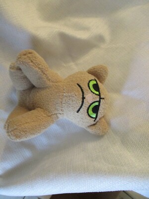 ORIENTAL TRADING  plush tan green eyes mean mad cat dog lovey 5''