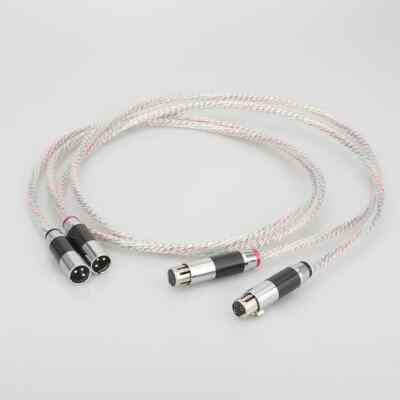 Pair 7N Silver Plated OCC Copper Audio Cable HiFi Interconnect XLR Cable