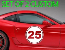 2x Rally Racing Custom Number Circle Decal Auto Car Race Sport Sticker 