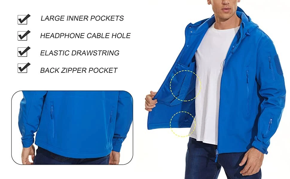 TACVASEN Waterproof Tactical Soft Shell Men Jacket Coat Army Windbreaker Outdoor - product detail image 11
