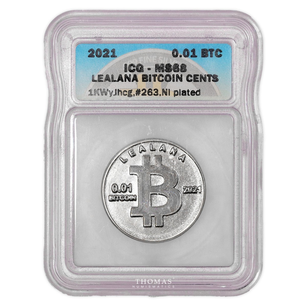Bitcoin cryptomonnaie - 0.01 Bitcoin – 2021 Lealana BTC - ICG MS 68 | eBay