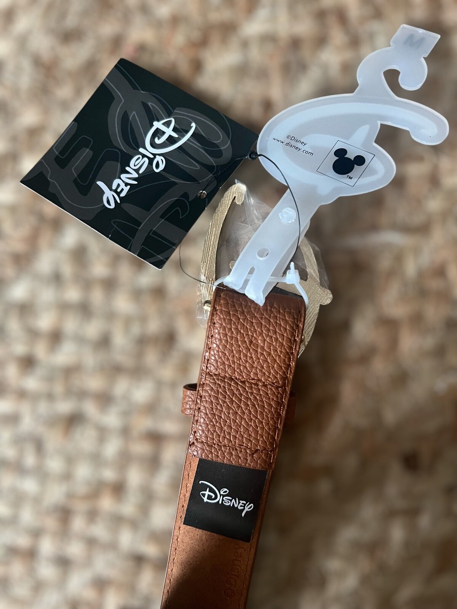 Black or Brown Pebbled Faux Leather Disney Belt New! DISNEY SIGNATURE D LOGO BUCKLE FAUX Pebble LEATHER  main image 2