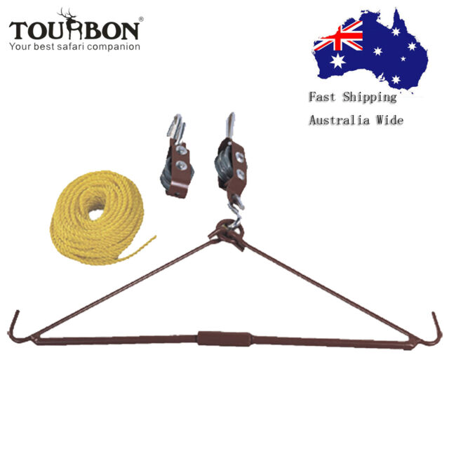 Tourbon Gambrel &Hoist Game Carrying Animal Hanging Deer Gutting Pulley& Rope AU