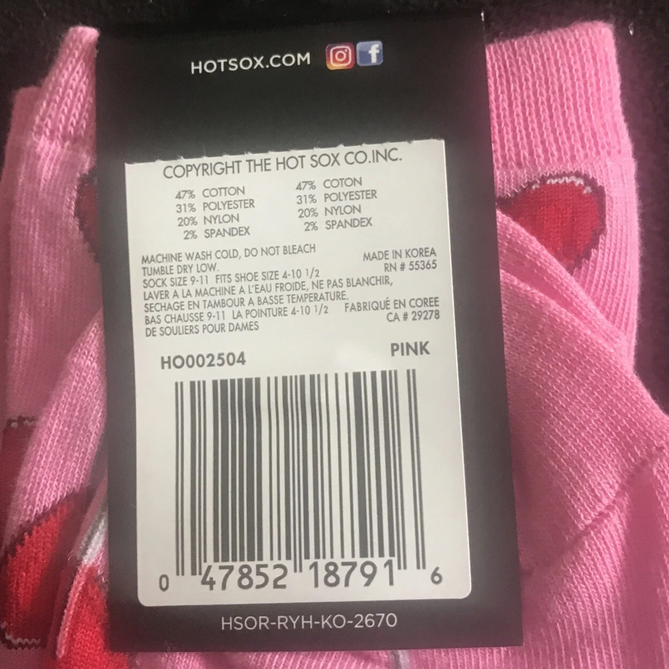 HOTSOX ORIGINALS LOLLIPOP HEARTS SOCKS Sock Size 9 - 11 Shoe Size 4 - 10 1/2 - Image 3 of 3