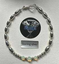 Fire Opal and Sterling Silver Bracelet handmade UK Stone natural - from Ethiopia