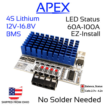 4S 100A Plug and Play 12v 16.8v Li-ion Lithium BMS Battery Balance No Solder