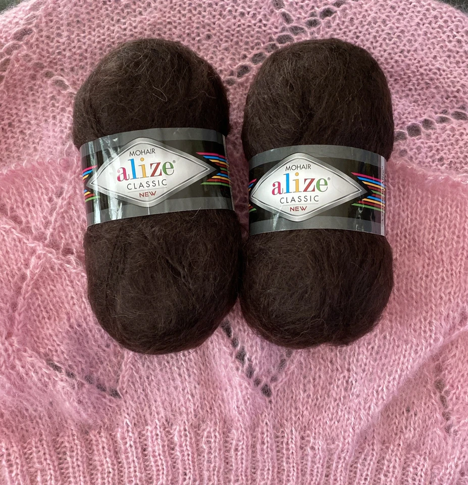 Set of 2 ALIZE Dark Brown Turkish Mohair Blend Yarn 3.53 Oz /218.7 Yds 2 Skeins - Image 2 of 4
