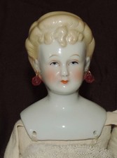 Antique 12" Blonde China Head Doll w Pierced Ears c.1900 Japan
