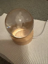3D “Jesus Christ The Shepherd” Crystal Ball Night Light On Wooden Stand