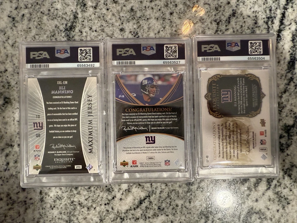 2006 2007 2008 Upper Deck Exquisite collection patch ELI MANNING GOLD Lot PSA - Image 2 of 4