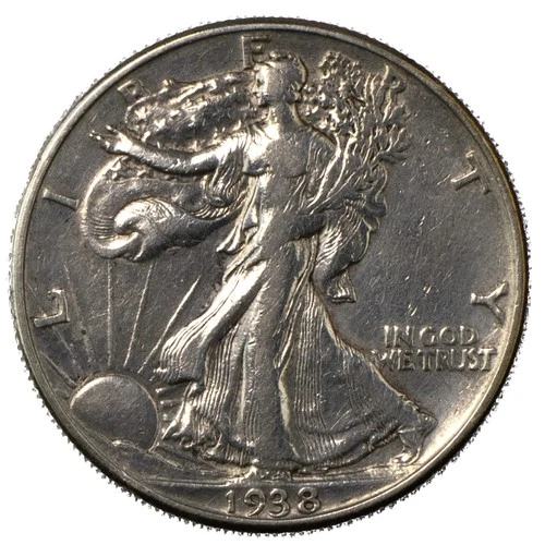 1938-D Walking Liberty Half – Key Date – Extremely Fine XF+ Cleaned – Denver 50c