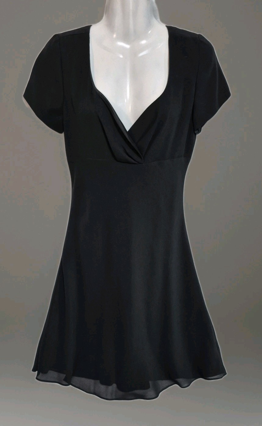 Blushe Short Sleeve Black Lined Cocktail Party Prom Empire Waist Dress Size8 LBD
