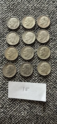 New ListingLot Of 12 Dimes Various Years And Conditions 90% SILVER (1948-1964)