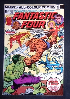 Fantastic Four #166 Bronze Age Marvel Comics Hulk & Thing Battle VF-