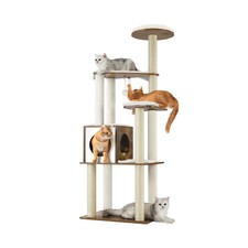 Feandrea Cat Tree, 64.6-Inch Modern Cat Tower, Multi-Level Condo with 5 Scrat...
