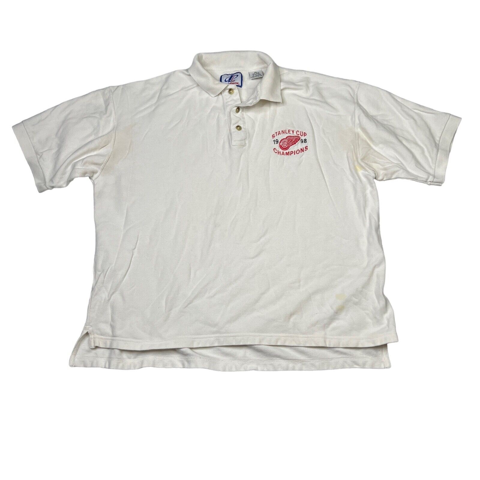 Vintage 1998 NHL Stanley Cup Champions Collared Polo Shirt FLAW White Mens XL