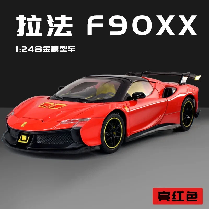 1: 24 Ferrari SF90XX alloy car model diecast toy vehicle sound light pull back - Image 2 of 4