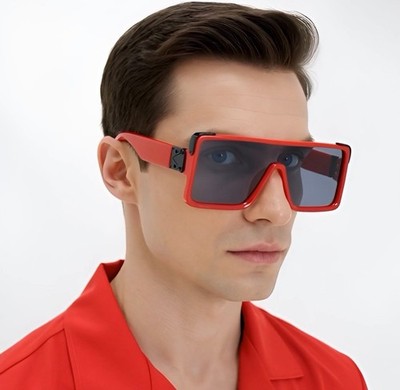 Gafas De Sol Lentes Para Hombres Mujeres Grande Men Women Sunglasses Red Frame