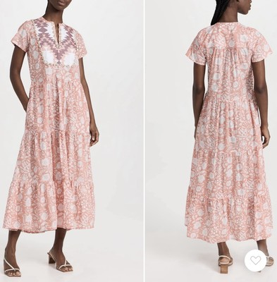 NWT Marea by Liz Joy Olympia Sorbet Floral Shell Short Sleeve Kaftan Dress Sz S