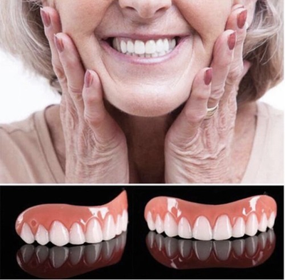 #ad #ad Smile Snap On Upper Lower False Teeth Dental Veneers Denture Tooth Cover Set $5.25
