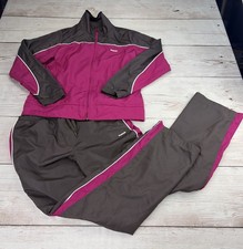 VTG 90s Reebok Women's 2PC Track Suit Brown Pink M Polyester Jacket Pants FSH