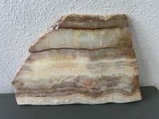 Large Rock Slab Lapidary Brown Cream 11x8" Display Neutral Collector Striped