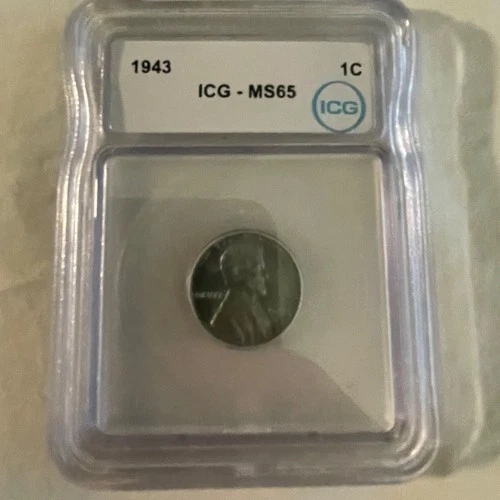 1943 Lincoln Wheat Cent MS65 ICG - Steel Penny WW II Production