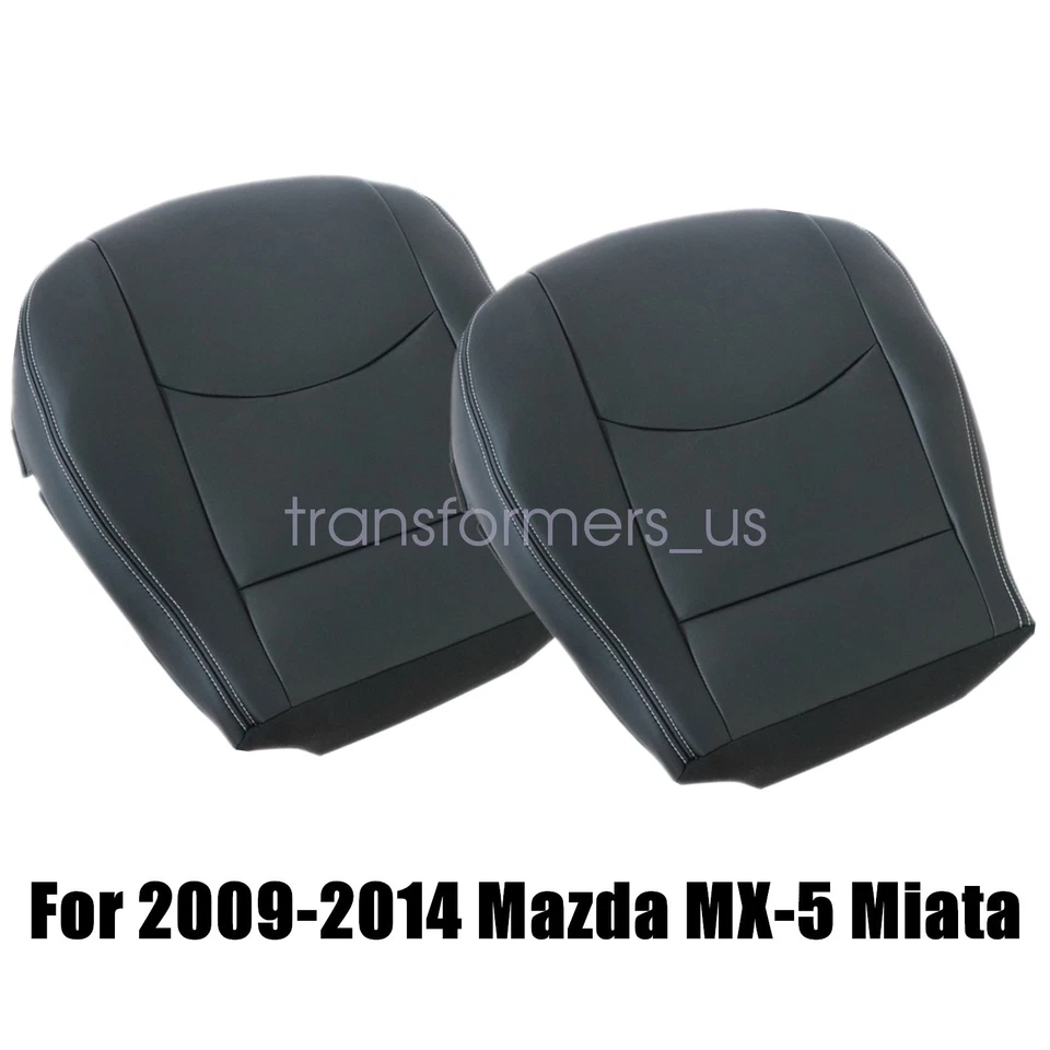 For 2009-2014 Mazda MX-5 Miata Driver+Passenger Bottom Leather Seat Cover Black - Image 3 of 4