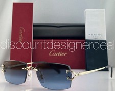 Cartier Rimless Square Sunglasses Gold Blue Gradient Lens 56mm CT0550S 002 NEW