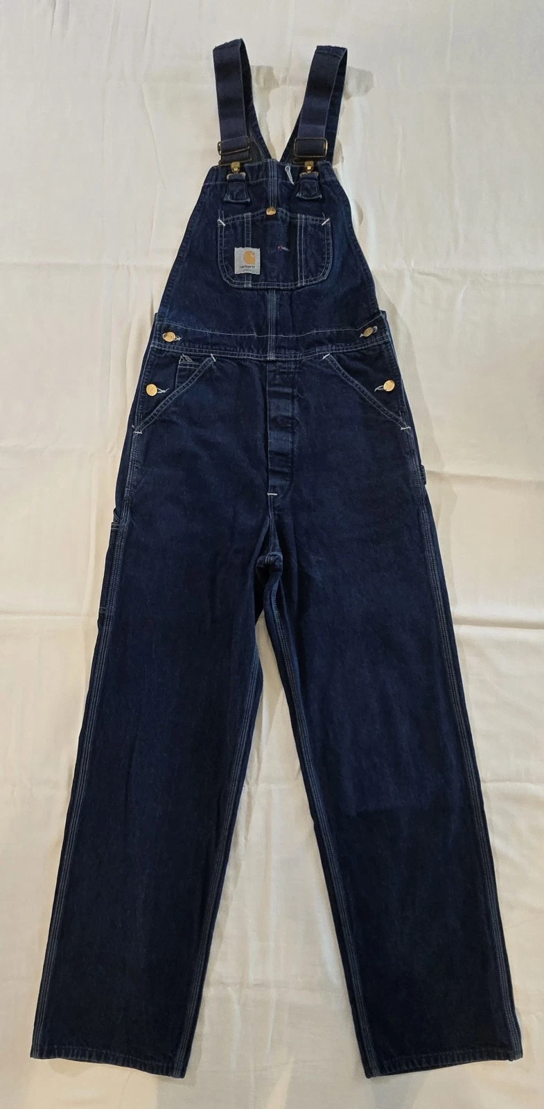 Carhartt Men's Denim Bib Overalls 28x32 Blue R07 Loose Fit Workwear Outdoor