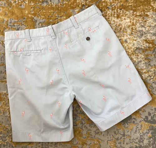 J. Crew Men’s Chino Shorts Light Blue with Flamingos 33w / 8” Inseam - Picture 6 of 7