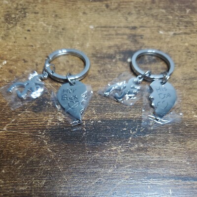  His Doe Her Buck heart shape Keychain Set Couple Gift His and Hers Matching 