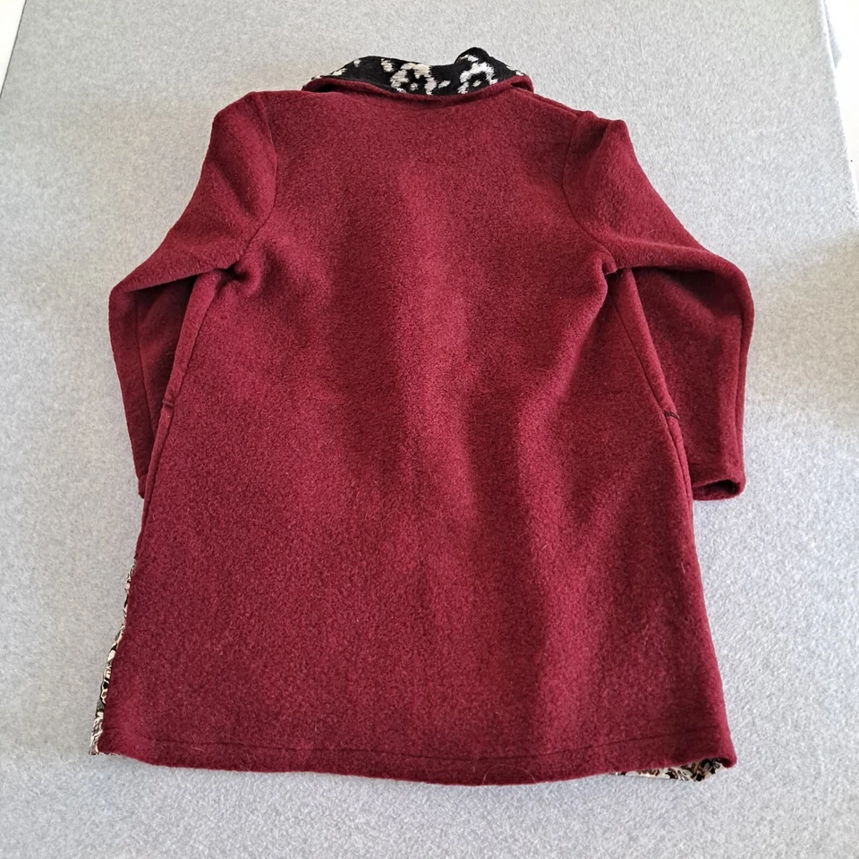 Abrigo Bella Mujer Grande Rojo Mezcla Lana Retazos Artístico Hecho en Italia Boho Lagenlook Foto 2 de 4