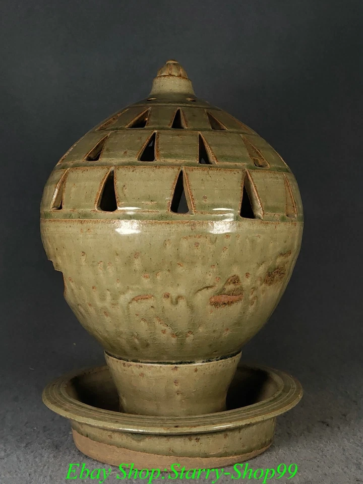 Quemador de incienso hueco de porcelana horno Ding dinastía china antigua de 10" Foto 3 de 4