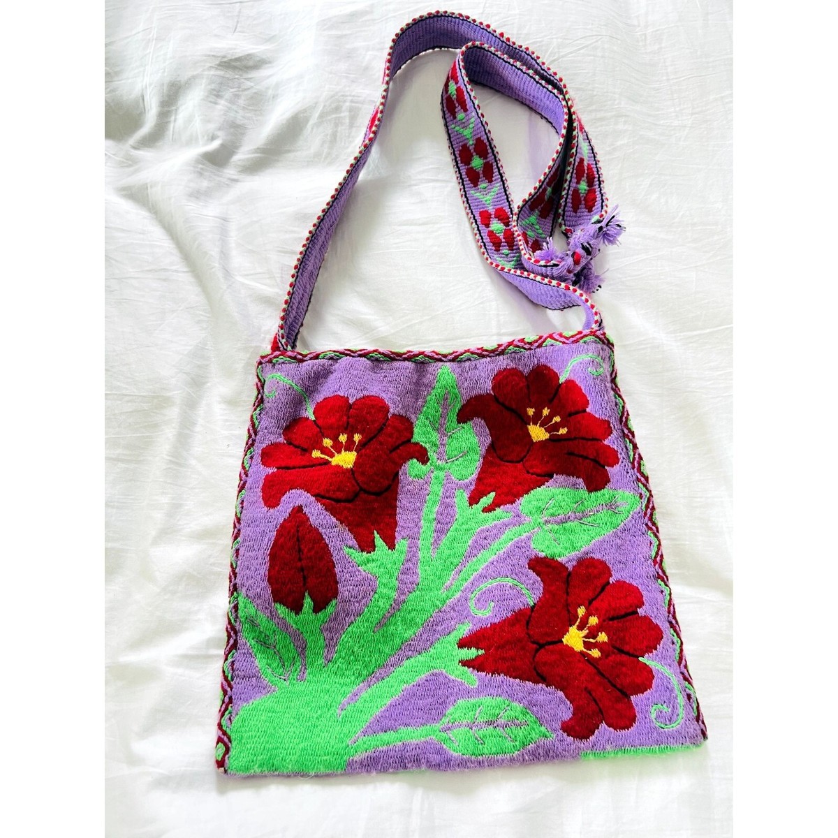 Unique Colorful Mexican Bag Morral Cora Indian Nayarit Needlepoint