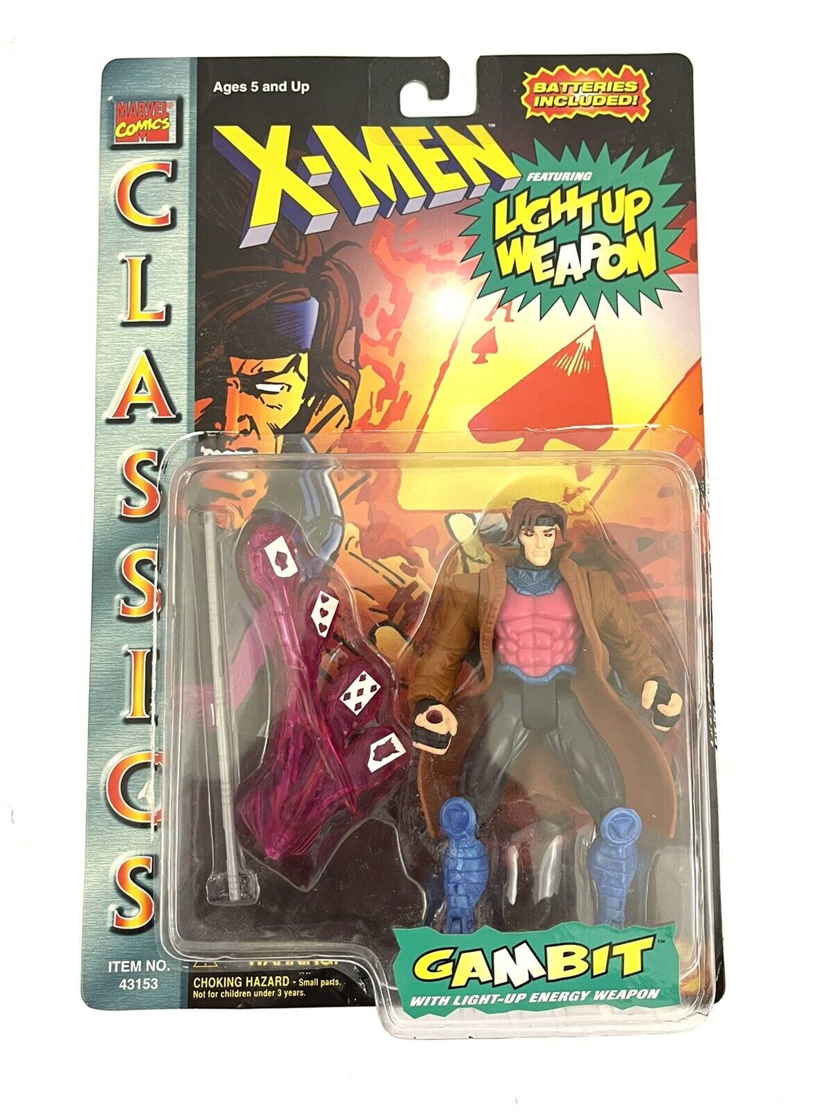 Toy Biz Marvel Comics X-Men Classics Action Figure Gambit 1996 Light Up Weapon